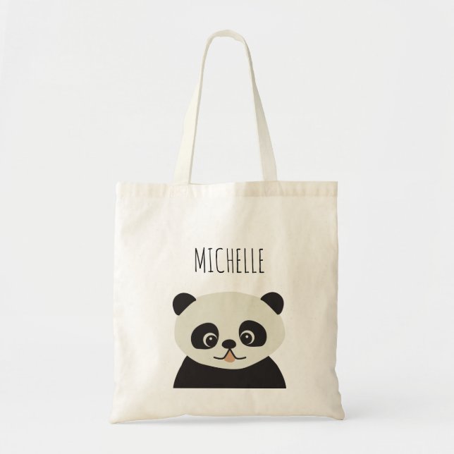 Bolsa Tote Ilustração personalizada de urso panda (Frente)