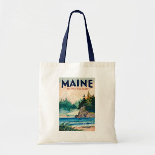Bolsa Tote Ilustração Pintura da Casa de Luz do Maine Viagem 