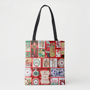 Bolsa Tote Ilustração Quadrada do Bloco de Natal Adventício A