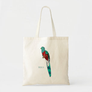 Bolsa Tote Ilustração quetzal de desenho animado de ave respo