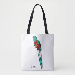 Bolsa Tote Ilustração quetzal de desenho animado de ave respo