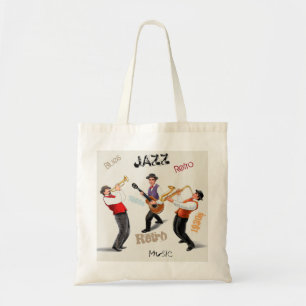 Bolsa Tote Ilustração retro do vintage da música dos músi