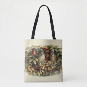 Bolsa Tote Ilustração Rich Natural de Corujas e Elf Fairies