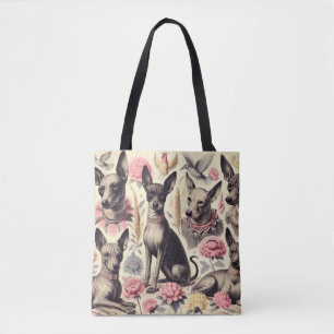 Bolsa Tote Ilustração sem costura da Retro Xoloitzcuintle