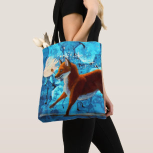 Bolsa Tote Ilustração vermelha do Fox de Kitsune da fantasia