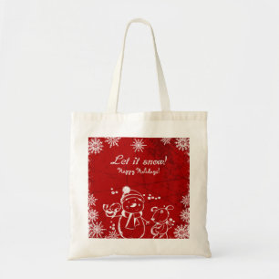 Bolsa Tote Ilustração Vermelha E Branca - Feliz Natal