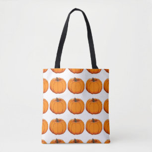 Bolsa Tote Ilustração vibrante do padrão de abóbora amarela.