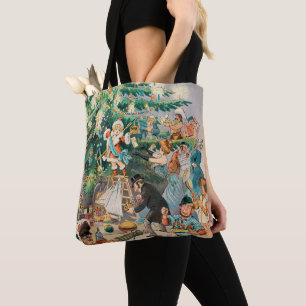 Bolsa Tote Ilustração Vintage Árvore de Natal do Puck, 1902