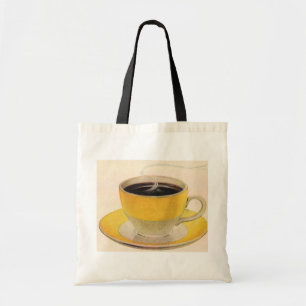 Bolsa Tote Ilustração Vintage Café em uma Xícara Amarela
