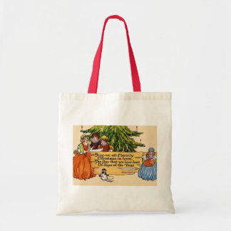Bolsa Tote Ilustração Vintage de Natal Carolers Vitoriana