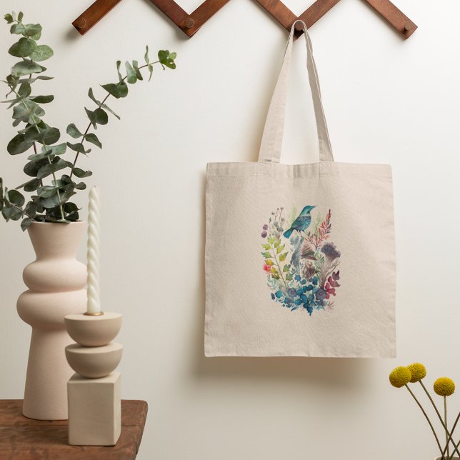 Bolsa Tote Ilustrações de Arte Folk de Natureza de Aquarela (Criador carregado)