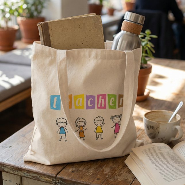 Bolsa Tote Ilustrações de Lápis Fofos para Professores de Pré (Criador carregado)