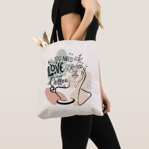Bolsa Tote Ilustrações Estéticas, Café de Garota