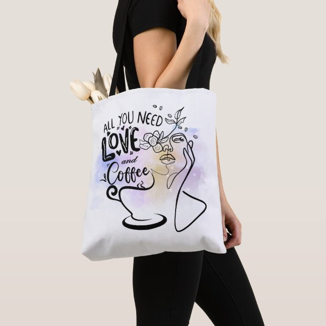Bolsa Tote Ilustrações estéticas, café feminino (Close Up)