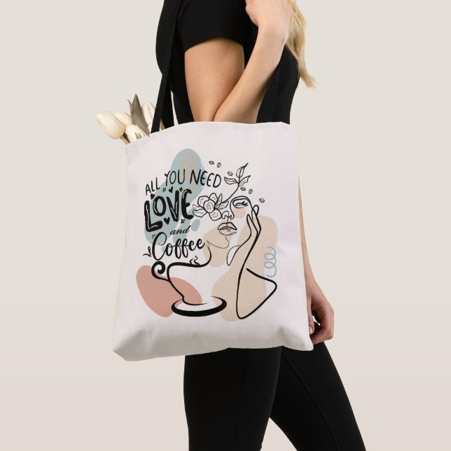Bolsa Tote Ilustrações estéticas, café feminino (Close Up)