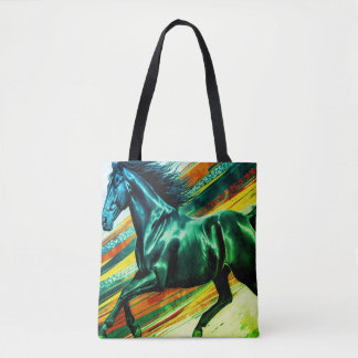 Bolsa Tote Image of a Galloping Stallion on Reusable Grocery