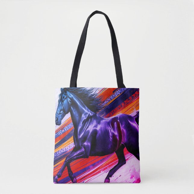 Bolsa Tote Image of a Galloping Stallion on Reusable Grocery (Frente)