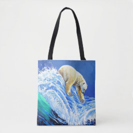 Bolsa Tote Image: Polar bear in the sea.