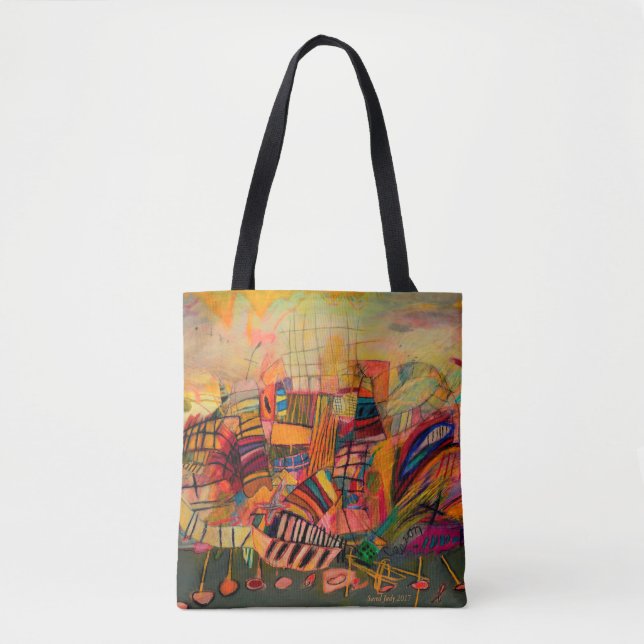 Bolsa Tote Imagem abstrata com cores brilhantes (Frente)