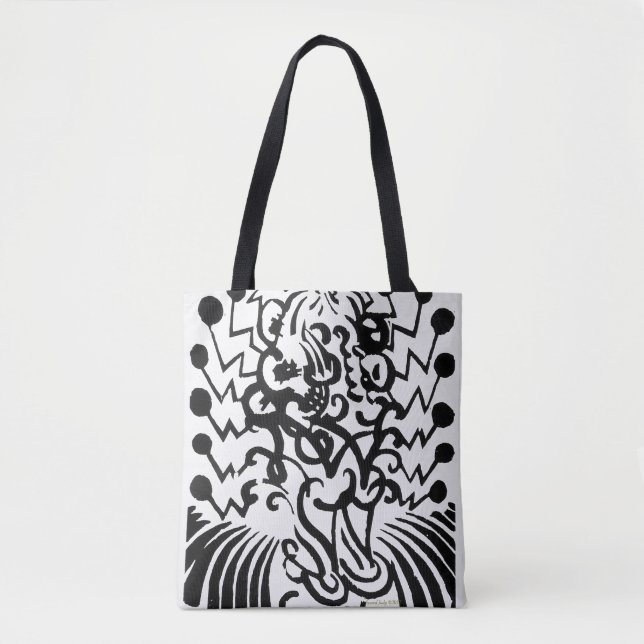 Bolsa Tote imagem abstrata preto e branco, na moda (Frente)