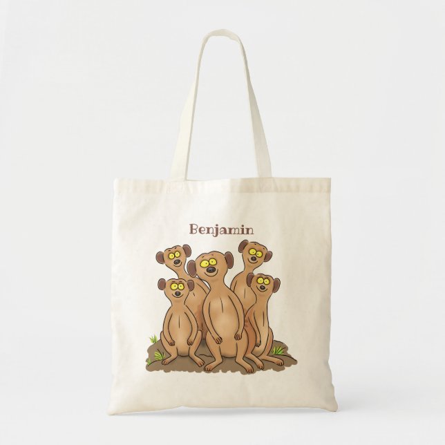Bolsa Tote Imagem animada da família Meerkat (Frente)