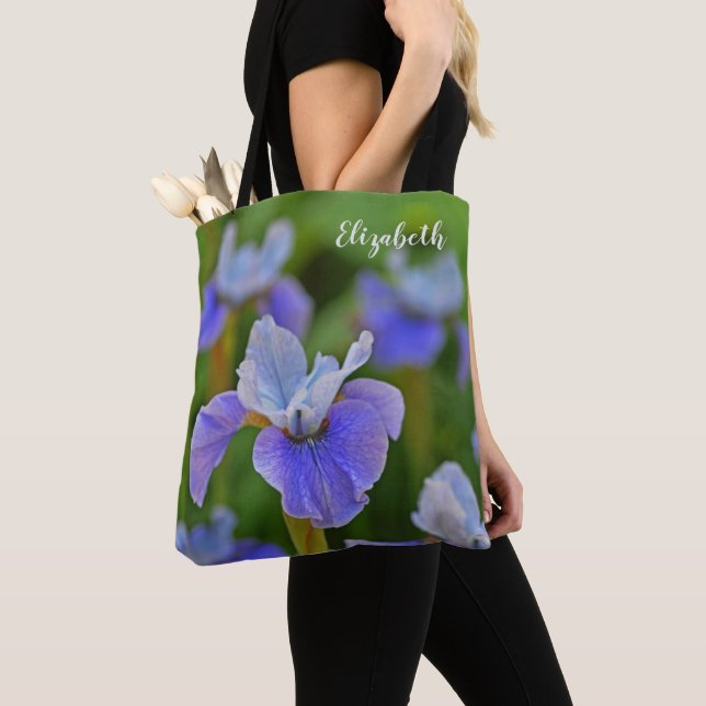 Bolsa Tote Imagem Botânica do Retrato da Flor Iris Azul (Close Up)