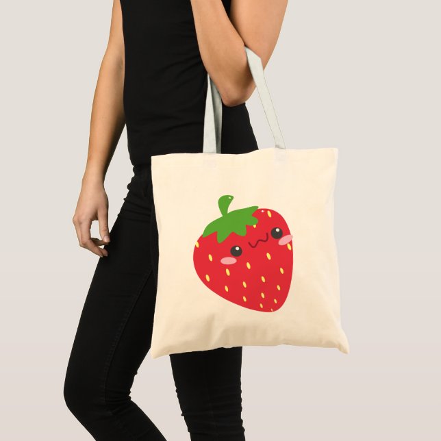 Bolsa Tote Imagem Cute Chibi Strawberry (Frente (produto))