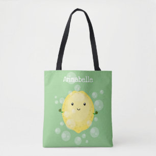 Bolsa Tote Imagem das bolhas de fruta de limão-branco