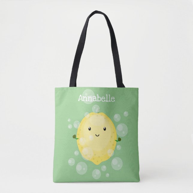 Bolsa Tote Imagem das bolhas de fruta de limão-branco (Frente)