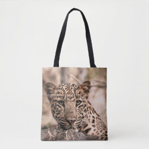 Bolsa Tote Imagem de arte de um retrato de leopardo macho ou