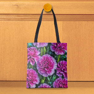 Bolsa Tote Imagem de Cravos Rosa Nº 3