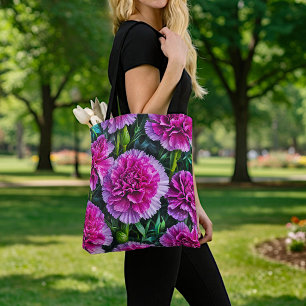 Bolsa Tote Imagem de Cravos Rosa Nº 3