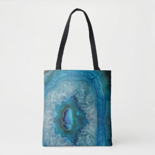 Bolsa Tote Imagem de Cristal de Agato Mineral de Rock Azul