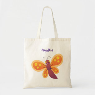 Bolsa Tote Imagem de desenho animado de borboleta laranja fel