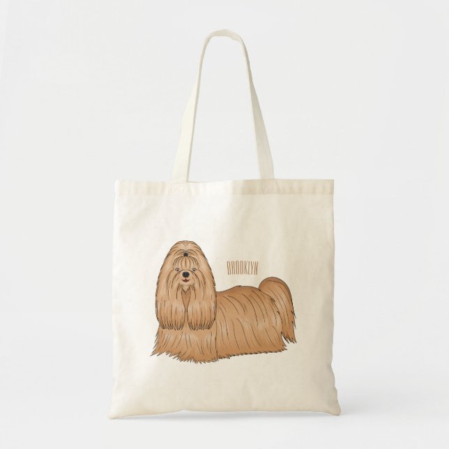 Bolsa Tote Imagem de desenho animado de cabelos longos Shih t (Frente)