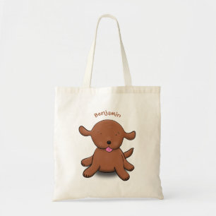 Bolsa Tote Imagem de desenho animado de cachorro feliz e boni