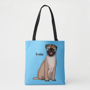 Bolsa Tote Imagem de desenho animado de cachorro feliz e engr