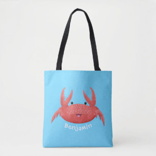 Bolsa Tote Imagem de desenho animado de caranguejo vermelho-b
