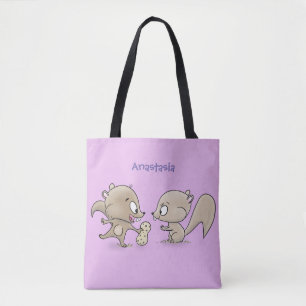Bolsa Tote Imagem de desenho animado de esquilos engraçados