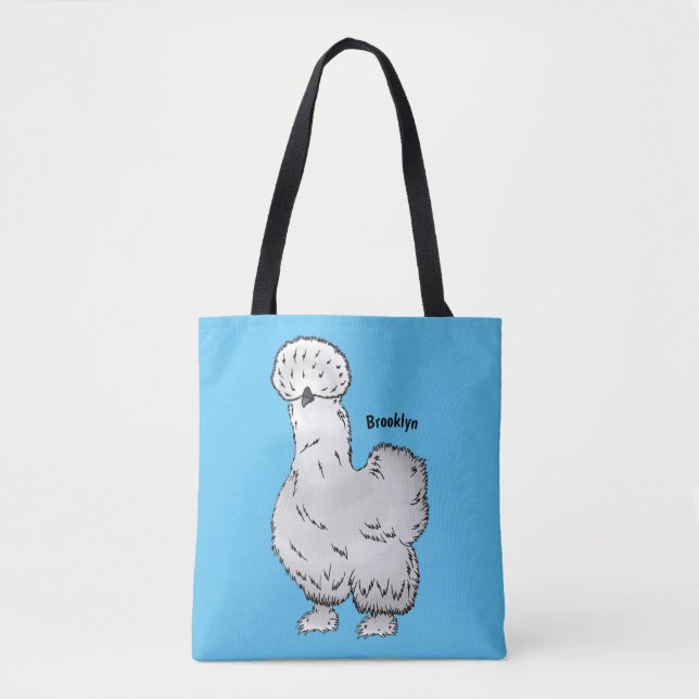 Bolsa Tote Imagem de desenho animado de frango Silkie (Frente)