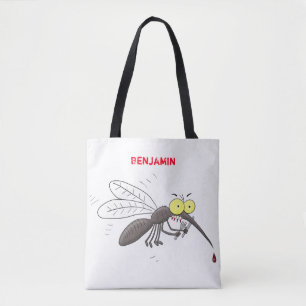 Bolsa Tote Imagem de desenho animado de insetos mosquitos eng