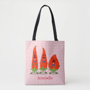 Bolsa Tote Imagem de desenho animado de pimentões cantando p