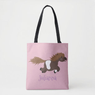 Bolsa Tote Imagem de desenho animado de pônei Shetland em ci