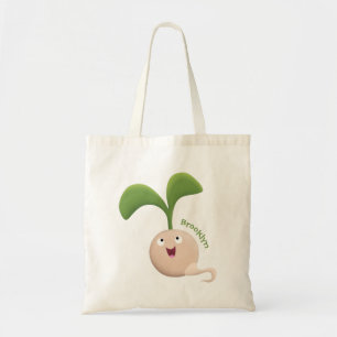 Bolsa Tote Imagem de desenho animado de sementes felizes e bo