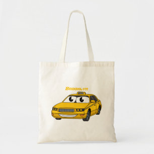 Bolsa Tote Imagem de desenho animado de táxi amarelo bonito