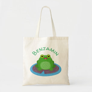 Bolsa Tote Imagem de desenho animado do sapo verde-bonito