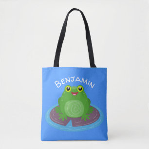 Bolsa Tote Imagem de desenho animado do sapo verde-bonito