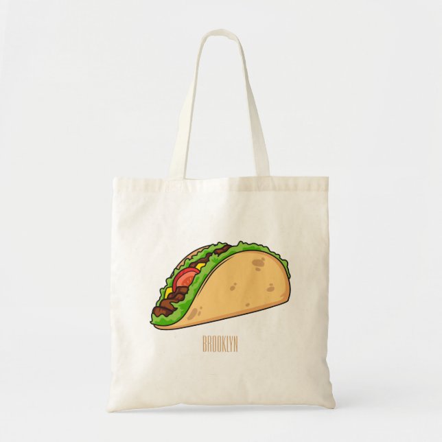 Bolsa Tote Imagem de desenho animado do Taco (Frente)