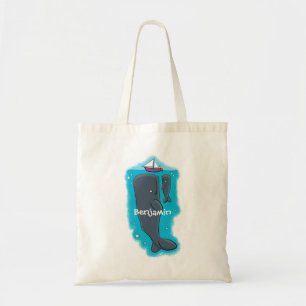 Bolsa Tote Imagem de desenhos animados de baleias-brancas e d