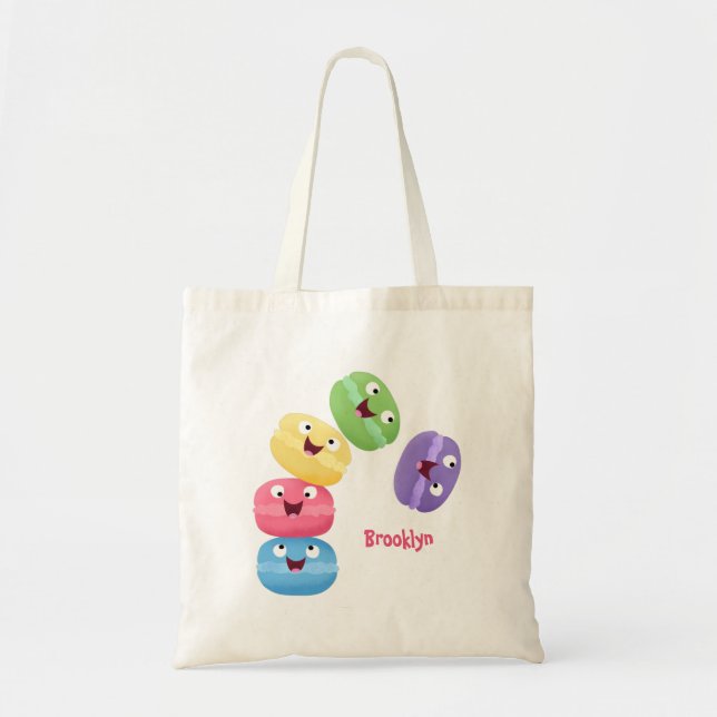 Bolsa Tote Imagem de desenhos animados de macarões engraçados (Frente)